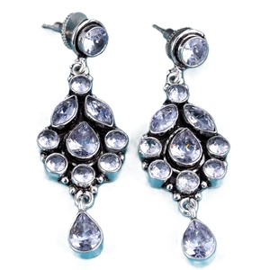 Factory Direct Price Wholesale Oxidized <b>Silver</b> Multi Stone <b>Dangle</b> <b>Earrings</b> for Women | Bulk Supplier Premium Quality Hot Selling - Product Image 3