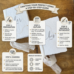 Carnets de Vœux de Mariage Artisanaux Personnalisés avec Vernissage Mat, Papier Coton à Bords Frangés, Rubans en Soie Teints à la Main Sans Couture, Cartes - Product Image 5