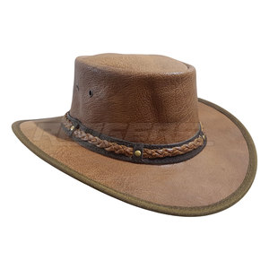 Genuine Leather Western <b>Hat</b> with Braided <b>Band</b> Classic Western Ranch Style Outdoor <b>Hat</b> Custom Logo Cowboy <b>Hat</b> For Men - Product Image 2