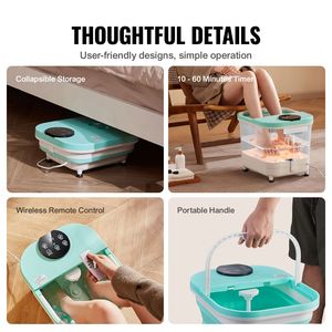 Bain de pieds pliable chauffant avec fonction de massage, température réglable 95-118°F, 30 rouleaux de massage, zone de massage des chevilles - Product Image 6