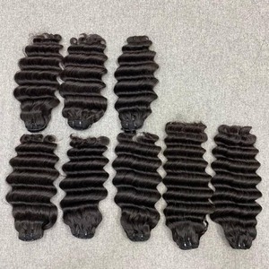 Stock limité : Extensions de cheveux humains vietnamiens noirs, ondulés profonds, en trame. - Product Image 2