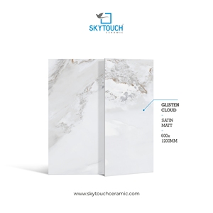 กระเบื้องพอร์ซเลนกันลื่นแบบด้าน รุ่นพรีเมียม กลิตเทน คลาวด์ ขนาด 600x1200 มม. กระเบื้องปูพื้นพอร์ซเลนแบบเต็มแผ่น ดีไซน์ทันสมัย รับประกันตลอดอายุการใช้งาน เหมาะสำหรับห้องนั่งเล่น - Product Image 2