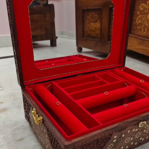 Handcrafted Wooden Jewelry <b>Box</b> with Mirror Velvet Lining Multi Compartment <b>Lockable</b> Organizer Storage Elegant Gift Case - Product Image 1
