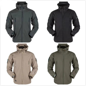 Veste softshell à capuche multi-poches pour homme, doublée en polaire, coupe-vent, résistante à l'eau, noir, gris, kaki, olive, sur mesure OEM - Product Image 1