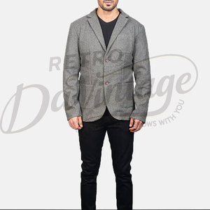 Blazer en Laine Grise Premium pour Homme – Coupe Slim, Décontracté et Habillé, Léger, Doux et Chaud - Product Image 4