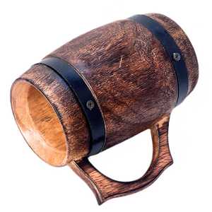 Jarra de Cerveza Vikinga Hecha a Mano de Madera con Banda de Hierro, Jarra Rústica Medieval, Regalo para Padrinos de Boda, Vajilla Renacentista - Product Image 2