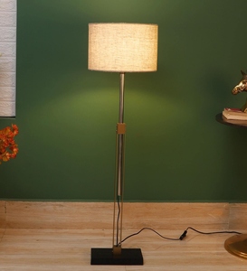 Gold Metal Floor Lamp Wholesale Modern <b>Black</b> Base Standing <b>Light</b> Manufacturer Custom Fabric <b>Shade</b> Floor Lamp OEM ODM - Product Image 3