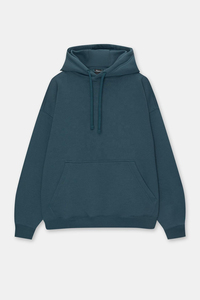 เสื้อฮู้ดดี้สีน้ำเงินทรงโอเวอร์ไซส์สำหรับผู้ชาย ไซส์ XL ทรงไหล่ตก พร้อมโลโก้แบบกำหนดเอง คอเสื้อผ้าฟลีซกันหนาว สีน้ำเงินทรงโอเวอร์ไซส์ - Product Image 1