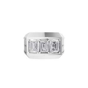 Aarinya Bold Modernist Lab-Grown Diamond Filled Emerald-Cut Men's Luxury Engagement Anniversary Party Power Ring Heavy-Gauge 14K - Product Image 3