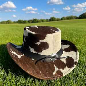 หมวกทรงสูงหนังวัวแท้คุณภาพพรีเมียม งานแฮนด์เมด สำหรับทั้งชายและหญิง ตกแต่งด้วยสายคาดสไตล์ตะวันตก เหมาะสำหรับงานเทศกาล - Product Image 5