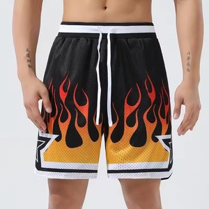 Men's Blue Print Mesh Basketball Shorts Drawstring Closure Breathable Regular Fit Summer Sportwear Adult - Product Image 3