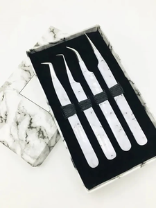 Pince à épiler en acier inoxydable à pointe lisse avec logo personnalisé gratuit, outils de coiffage des cils à 90 degrés pour volume, marque privée, pour la beauté - Product Image 2