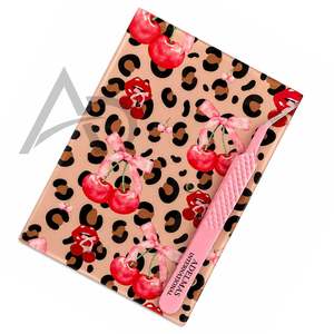 Support en acrylique personnalisé pour extensions de cils avec motif léopard, nœud cerise et aimant pour pinces à cils, marque privée - Product Image 3
