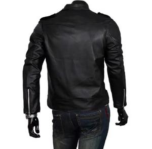Blouson Moto Unisexe en Cuir PU Imperméable Hiver Col Rabattu Manches Courtes Couleur Unie Fermeture Éclair Coupe Slim Haute Qualité - Product Image 3
