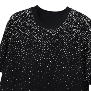 Oem Stylish Branded Custom Mens Rhinestone T-Shirts 100% Cotton Bamboo Fiber Worsted Breathable Quick Dry Short Sleeve - Product Image 2