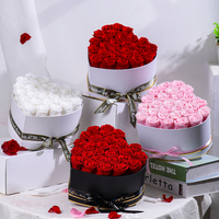 HFlora Roses Conservées Personnalisées dans une Boîte en Forme de Cœur 27 Roses Conservées Fait Main Cadeau Rose Éternelle Boîte Cadeau en Forme de Cœur