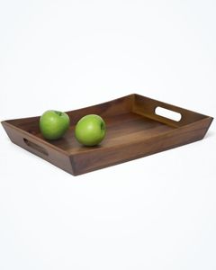 Plateau de service en bois avec bords surélevés, poignées robustes, idéal pour servir le petit-déjeuner, les collations et les boissons dans la cuisine ou la salle à manger. - Product Image 3