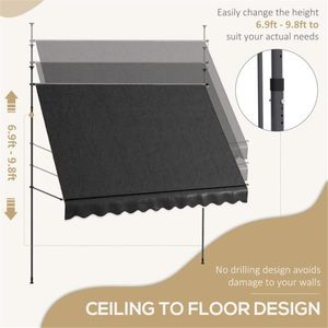 Tenda da Sole Estensibile in Lega di Alluminio per Balcone/Patio con Tettoia per Protezione dalla Pioggia - Funzionamento Manuale, Finitura Rivestita - Product Image 4
