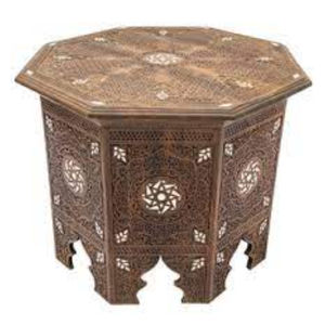 Mesa Marroquí de la Mejor Calidad, Hecha de Madera, con Patas de Diseño Único y Base de Metal Chapado en Oro, Decoración para el Hogar, Hotel, Sala de Estar - Product Image 5
