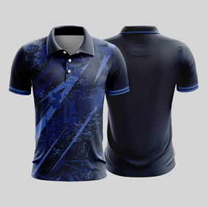 เสื้อยืดผู้ชายสีดำ-น้ำเงิน ลายเรขาคณิต พิมพ์ลายแบบ Sublimation แขนสั้น ระบายเหงื่อได้ดี ทรงปกติ น้ำหนักเบา ต้านเชื้อแบคทีเรีย ด้านหน้า - Product Image 1