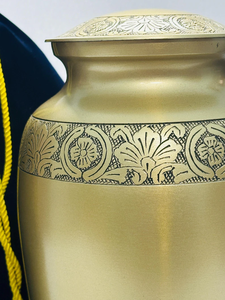 Brass Cremation Urn Polished <b>Keepsake</b> Casket Embossed <b>Memorial</b> Urn for Adult Burial Commemoration Decoration - Product Image 3