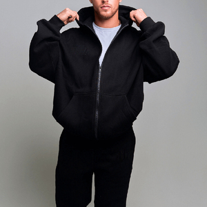 Factory Made Men Oversize Zipper <b>Hoodie</b> Cotton Terry Fabric Relaxed Fit Drop Shoulder Casual Wear <b>Full</b> <b>Zip</b> <b>Hoodie</b> With Pockets - Product Image 6