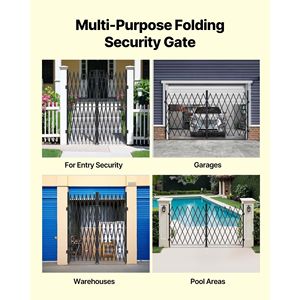 Cancello di Sicurezza Pieghevole Doppio Personalizzabile con Blocco, Design a Forbice, Ruote Girevoli a 360 Gradi, Barriera Esterna Retrattile in Acciaio - Product Image 6