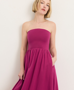 Robe décontractée pour femmes, design tendance, coupe ample, style estival, robe sans bretelles, robe élégante sans bretelles, robe mi-longue sans bretelles - Product Image 2