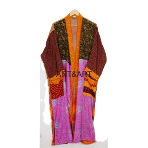 เสื้อแจ็คเก็ตผ้าไหมยาว2กระเป๋าด้านหน้าผ้ากิโมโนผ้าไหมน้ำหนักเบาสำหรับผู้หญิงเสื้อสเวตเตอร์ - Product Image 1