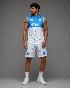 Ensemble de maillot et short de football 7v7 personnalisé avec capuche, uniforme sans manches, nom et numéro sublimés, pour adultes et jeunes - Product Image 2