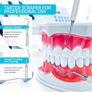 Professional 6.5 Inch Stainless Steel Dental Pick | Double Sided Tartar Scraper & Hard Plaque Remover Teeth Cleaning Tool - Product Image 2