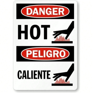 CIFbuy Panneau de signalisation routière métallique résistant aux intempéries 8x12 pouces, Panneau d'avertissement de danger de haute température, Panneau bilingue TikTok pour Temu Pick - Product Image 2