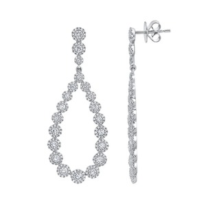 Luxury Water Drop Diamond Earrings 925 Silver Round Brilliant Cut Prong Setting Women's Wedding Drop Earrings - Product Image 1