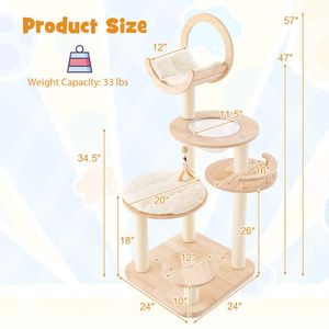 Grande Torre per Gatti in Legno 4 in 1 con Capsula Spaziale, Albero per Gatti da Interno e Tiragraffi - Product Image 5