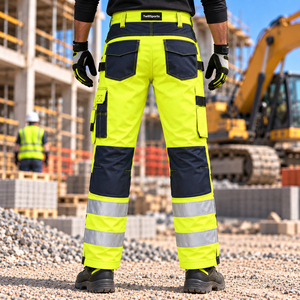 <b>Hi</b> <b>Vis</b> <b>Orange</b> Reflective Safety Work Pants Cotton Cargo Trousers with Multi Pockets for Construction Mining - Product Image 3