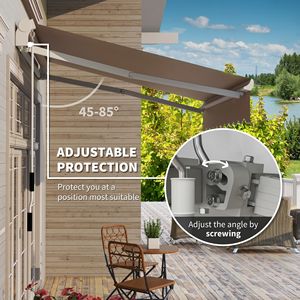 Tenda Parasole Retrattile Manuale 4m x 6.6FT con Braccio Pieghevole e Telaio in Alluminio per Terrazze - Marrone - Product Image 4