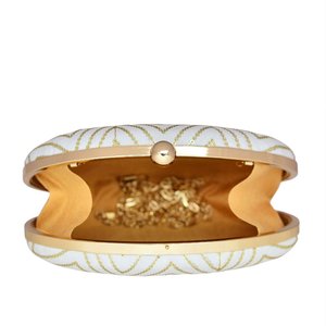 White Embroidered Oval <b>Clutch</b> Bag Luxury <b>Wedding</b> Evening Handbag for Women Occasions - Product Image 3