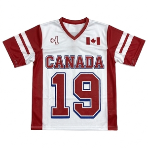 Camiseta de Fútbol de Canadá Unisex Blanca y Roja 100% Poliéster Malla Transpirable Cuello en V Manga Corta para Verano - Product Image 4