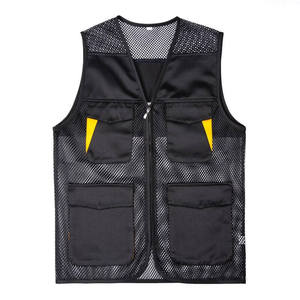 Chaleco de Trabajo Unisex de Alta Visibilidad, Reflectante, de Malla de Poliéster Transpirable, con Múltiples Bolsillos, Negro con Ribete Amarillo, Uniforme de Seguridad - Product Image 6