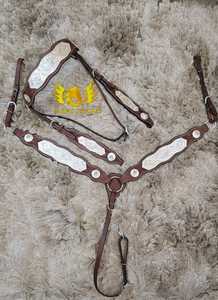 Collar de Pecho para Caballo de Cuero Genuino Suave y Natural, Estilo Western Inglés, con Herrajes Plateados, Ligero - Product Image 6