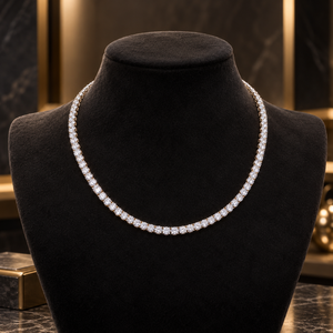 Collier tennis raffiné en diamants naturels de 18 pouces |   Bijoux fins en or 9 carats, 0,10 carat, 3 mm, taille brillant, qualité HI VS/SI, certifiés IGI - Product Image 1