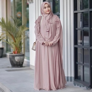 Wholesale 2023 Hot Sale Women's Khimar Hijab Fashion <b>Plain</b> Chiffon Muslim Niqab Hijabs Long Islam 3 Layer <b>Abaya</b> Hijab - Product Image 1