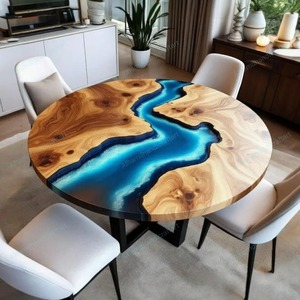 Mesa de Comedor de Resina y Madera de Acacia Hecha a Mano, Moderna y de Lujo, Impermeable, para Sala de Estar, Bodas, Aniversarios, Jubilaciones, Condolencias, Diwali - Product Image 3