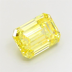 Diamant de laboratoire CVD certifié, taille émeraude, jaune intense fantaisie, pierre précieuse lâche étincelante, luxe exquis pour l'art des joailleries fines - Product Image 6