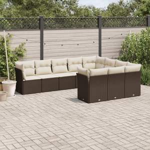 Garden <b>Sofa</b> <b>Set</b> Brown PE Rattan With Cushions Outdoor Furniture Contemporary Design Durable - Product Image 1