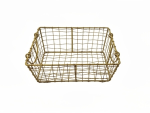 Custom Size Woven Iron <b>Wire</b> Gold Plated Eco-Friendly <b>Storage</b> <b>Basket</b> with Handle Modern Design <b>for</b> Kitchen Counter Home Decor - Product Image 2