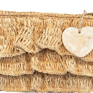 Pochette en herbe tressée à la main avec fermeture éclair et détail en coquille de Capiz, accessoire de plage écologique pour une utilisation élégante par ARTERRA - Product Image 2