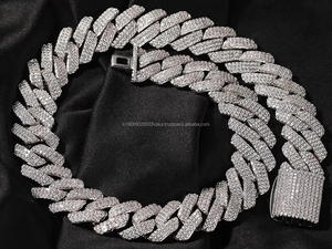 สร้อยคิวบาลิงค์ทรงกลมประดับมอสซาไนต์ เงินแท้ 925 สไตล์ฮิปฮอป  สำหรับทุกเพศ เหมาะเป็นของขวัญสำหรับเธอ ของขวัญงานแต่งงานสำหรับเธอ - Product Image 2