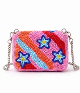 Sac bandoulière artisanal bohème brodé de perles étoile de mer, mini pochette de créateur pour femme, thème océan, chaîne en nylon - Product Image 3