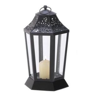 <b>Tall</b> metal candle lantern floor standing design indoor outdoor decor lighting elegant home decorative accent piece - Product Image 1